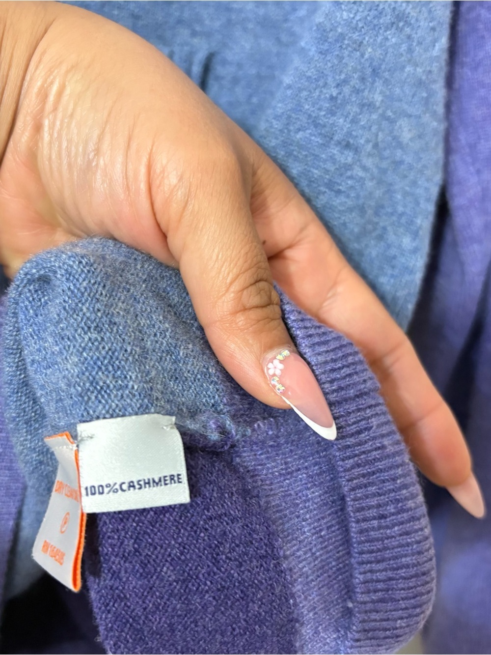 Collaboration Cashmere Hoodie S Blue Purple Colorbloc Pullover Sweater Soft Luxe - Picture 10 of 12